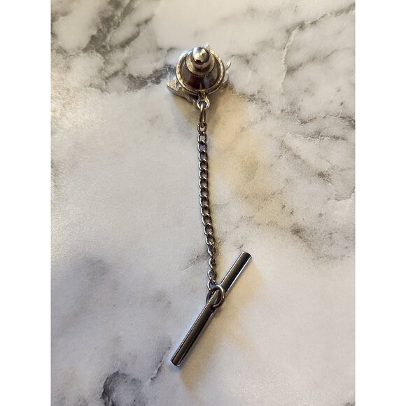 Vintage Silver Tone Covered Wagon Tie Tack - Picture 2 of 3